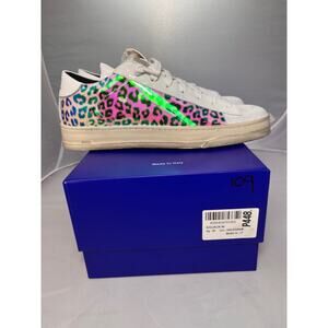 P448 White and Multicolor Leopard Athletic Shoes